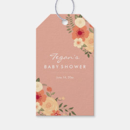 Moderna blommiga presentkort för baby shower med p presentetikett