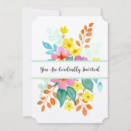 Moderna Blommigtar för vattenfärger i Ljusa färger Inbjudningar