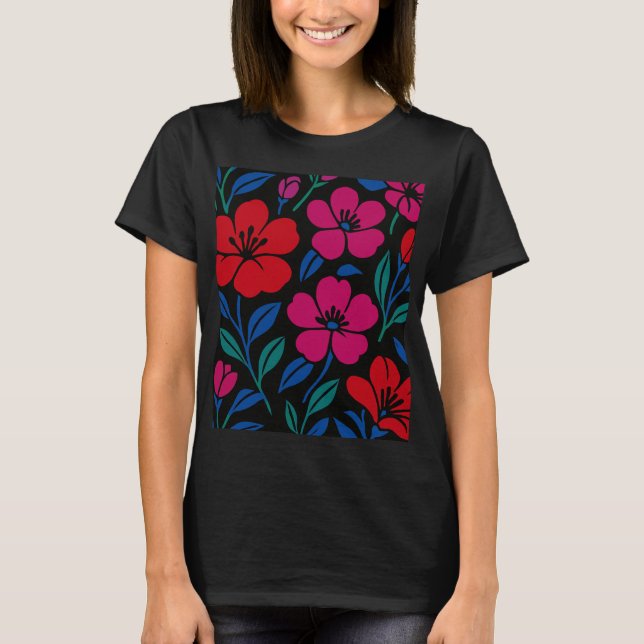 Moderna blommönster t shirt (Framsida)