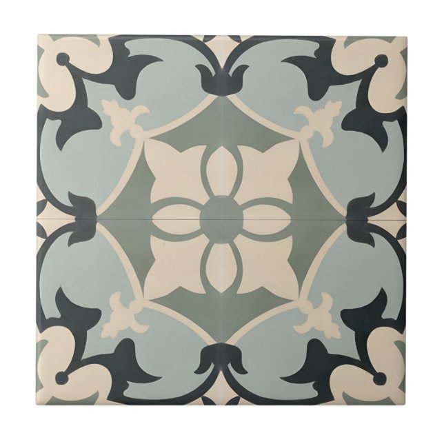 moderna blommönstrets portugisiska plattor kakelplatta (Framsidan)