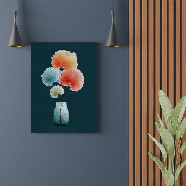 Moderna blommor | Akvarellhydrangeor (40,6 cm x 50 Canvastryck (Skapare uppladdad)