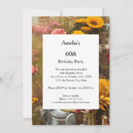 Moderna blommor från lantbrukets Födelsedagsfest Inbjudningar