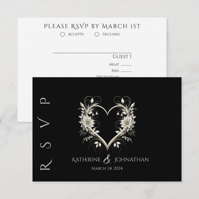 Moderna blommor med ett hjärtligt bröllop OSA kort (Fram/baksida)