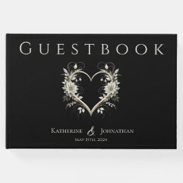 Moderna blommor med Heart Bröllop Gästböcker