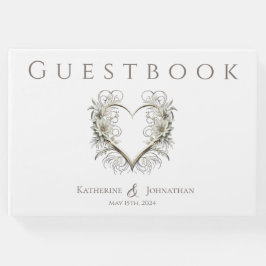 Moderna blommor med Heart Bröllop Gästböcker