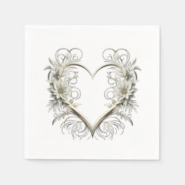 Moderna blommor med Heart-Bröllop- Pappersservett