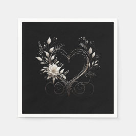 Moderna blommor med Heart-Bröllop- Pappersservett