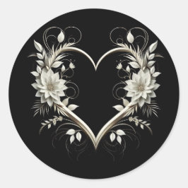 Moderna blommor med hjärta runt klistermärke