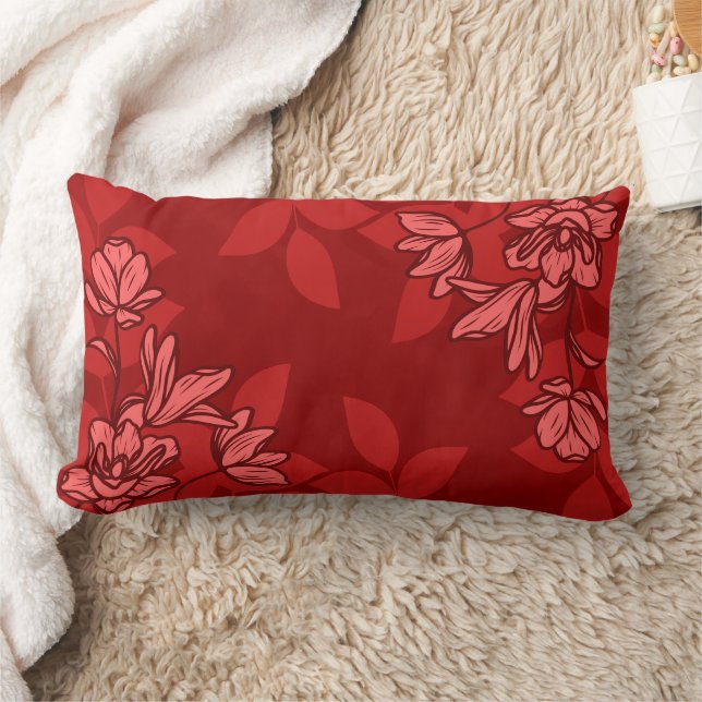 Moderna blommor och Löv Lumbarkudde (Filt)