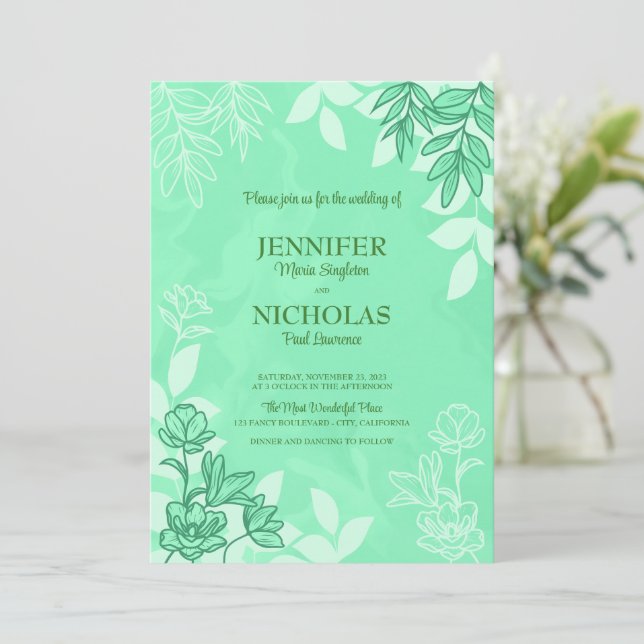 Moderna blommor och Löv-prydnadsföremål för Bröllo Inbjudningar (Stående Fram)