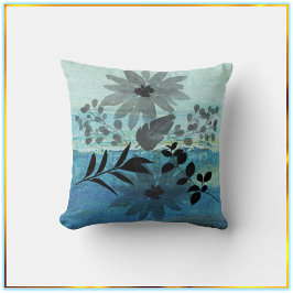 Moderna blommor på Dreamy Blue-bakgrunden Kudde