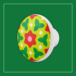 Moderna blommor på Grönt och röd geometrisk Blommi Knopp