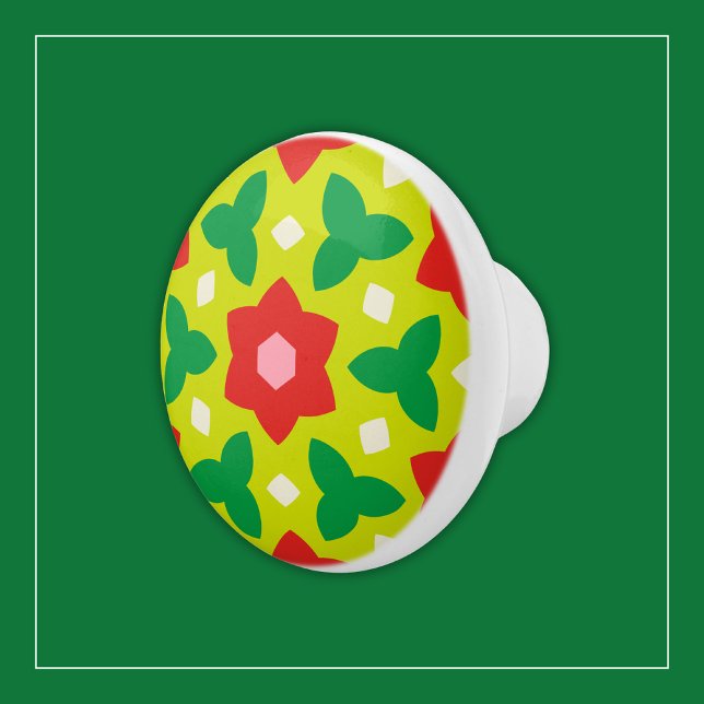 Moderna blommor på Grönt och röd geometrisk Blommi Knopp (Skapare uppladdad)