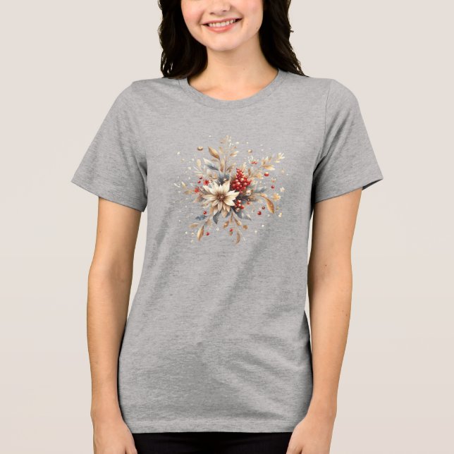 Moderna Blommor Till Högtiden Dam T-Shirt (Framsida)