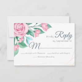 Moderna blomsterbröllop rosa rosor OSA kort