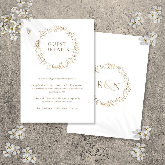Moderna blomsterkrans gästinformationsdetaljer tilläggskort (Modern Floral Garland Guest Information Details Enclosure Card)