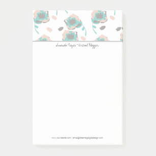 Moderna blomsterpastellrosor post-it block