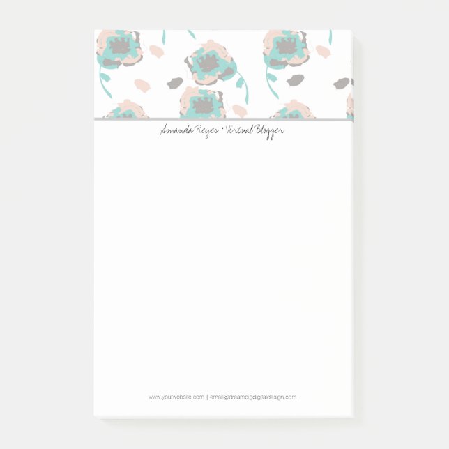 Moderna blomsterpastellrosor post-it block (Framsida)
