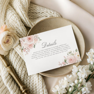 Moderna Blush Botaniska Bröllopsdetaljer Tilläggskort