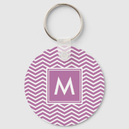 Moderna Bodacious Lila Chevrons Med Monogram Nyckelring