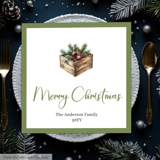 Moderna Boho julgran botaniska festsservetter Pappersservett (Modern Boho Christmas Tree Botanical Party Napkins)