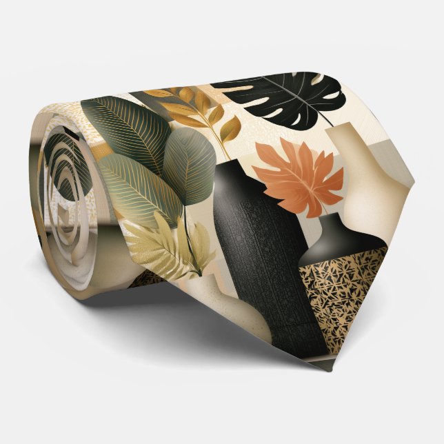 Moderna Boho-keramiska vaser och botaniska blad Slips (Rullad)