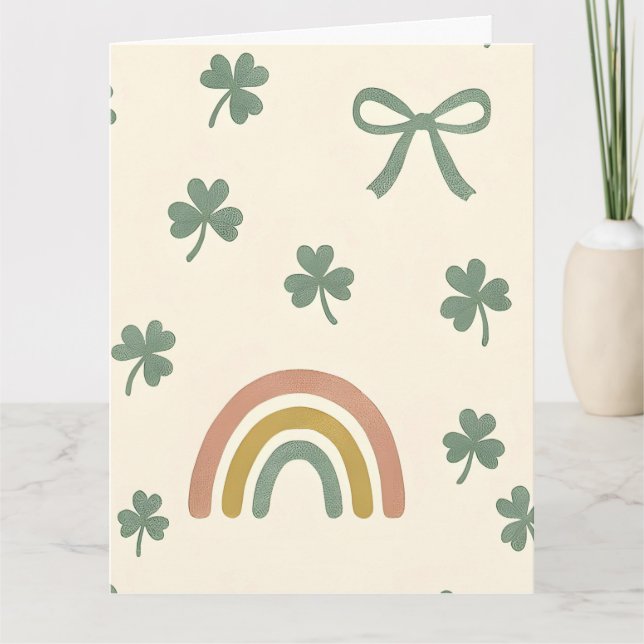 Moderna Boho Regnbågar Coquette Slingor Shamrock S Kort (Framsida)