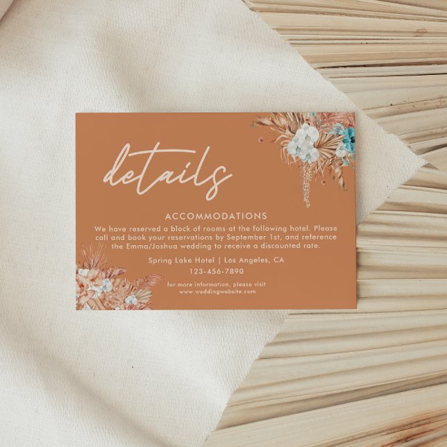 Moderna Boho Terrakotta Bröllopsdetaljer Tilläggskort (Skapare uppladdad)