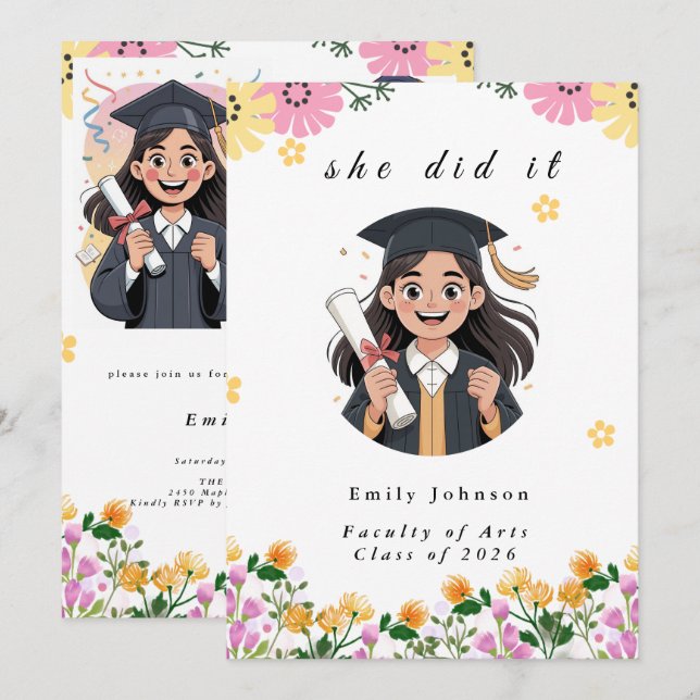 Moderna Bokeh-ljus examensinbjudan Inbjudningar (Fram/baksida)