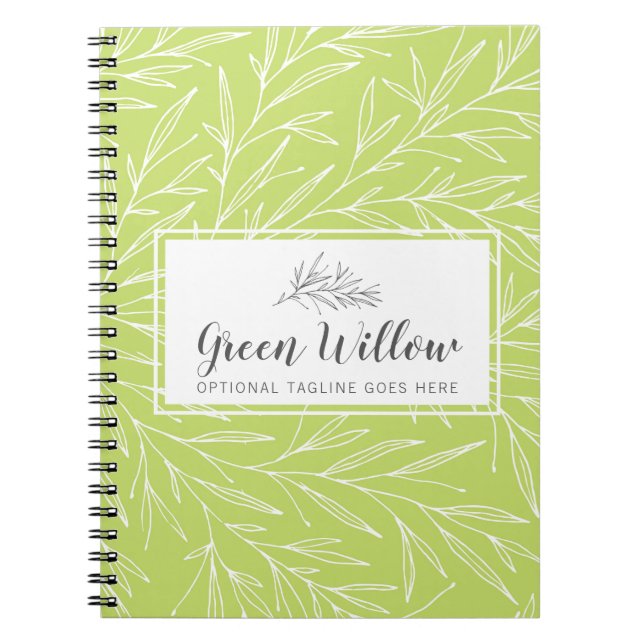 Moderna Botaniska Blad Grenar Grönska Minimalistis Anteckningsbok (Framsidan)