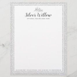 Moderna botaniska blad grenar Silver minimalistisk Brevhuvud