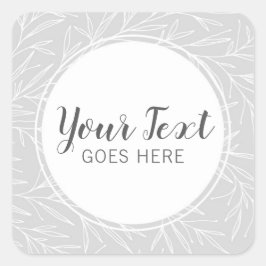 Moderna botaniska blad grenar Silver minimalistisk Fyrkantigt Klistermärke