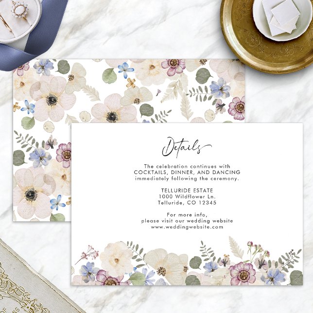 Moderna botaniska blommiga bröllopsdetaljer tilläggskort (Modern Botanical Floral Wedding Details Enclosure Card by Painted Paperie
)