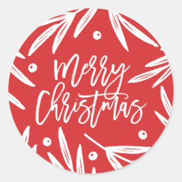 Moderna botaniska julklappar - Röda Runt Klistermärke