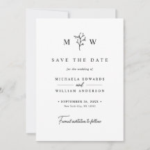 Moderna Botaniska Monogram Initialer Bröllop