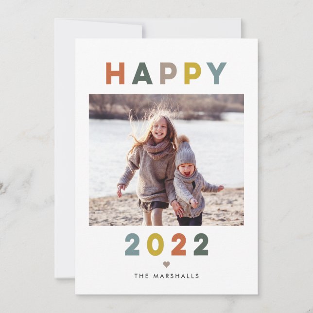 Moderna brev Gott nytt år 2022 Fotokort Julkort (Framsida)