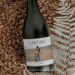 Moderna Bröllop-champagneetiketter med minimalt St