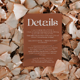 Moderna Bröllopsdetaljer i Terrakotta Typografi Tilläggskort