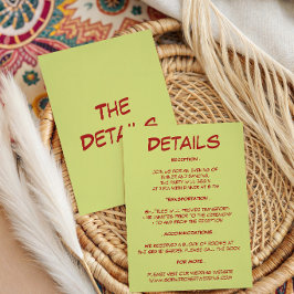 Moderna bröllopsdetaljer tilläggskort