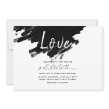 Moderna Bröllopsinbjudningar - Färga svart vitt