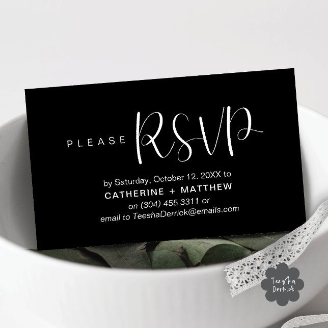 Moderna bröllopsinbjudningar påminnelse om RSVP Tilläggskort (Modern Wedding Celebration Invites RSVP Reminder Enclosed Card in Classy Black White)
