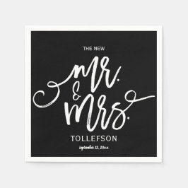 Moderna bröllopsservetter | Borsttypografi (svart) Pappersservett