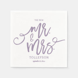 Moderna bröllopsservetter | Brush Script (Lavendel Pappersservett
