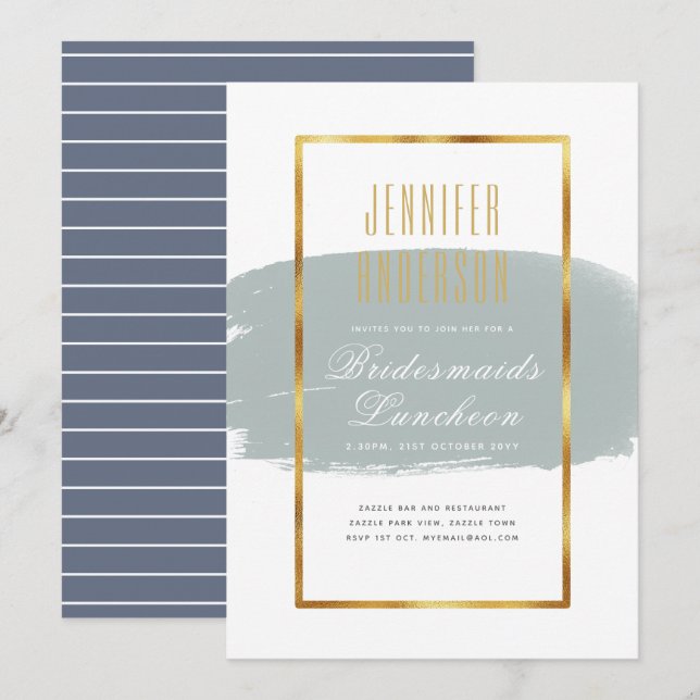 Moderna Brudtjejers Lunch Te Brunch Inbjudningar (Fram/baksida)