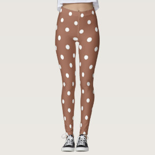 Moderna bruna och vita fläckar på polka dots i m leggings