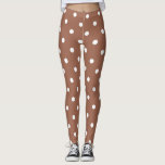 Moderna bruna och vita fläckar på polka dots i mön leggings<br><div class="desc">Blänger med modernt brun och vit polka dots,  fläckar,  mönster.
Modern,  trendig som går.
Polka dots är den nya trenden igen.</div>