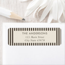 Moderna bruna randiga returadressetiketter
