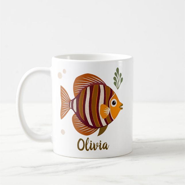 Moderna bruna tropiska fiskar  kaffemugg (Vänster)
