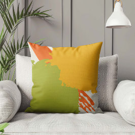 Moderna Brushstrokes - Orange, Grönt och Gult Kudde