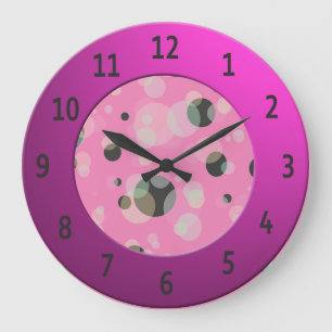 Moderna bubblor med Shiny Rosa Digits Circle Stor Klocka